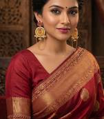 antique gold ruby pink kashmiri statement draping earrings