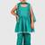 Green lace rayon flared kurta pant with chiffon dupatta set