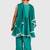 Green lace rayon flared kurta pant with chiffon dupatta set