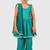 Green lace rayon flared kurta pant with chiffon dupatta set