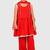 Red lace rayon flared kurta pant with chiffon dupatta set