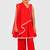 Red lace rayon flared kurta pant with chiffon dupatta set