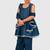 Blue lace rayon flared kurta pant with chiffon dupatta set