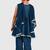 Blue lace rayon flared kurta pant with chiffon dupatta set