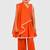 Orange lace rayon flared kurta pant with chiffon dupatta set