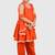Orange lace rayon flared kurta pant with chiffon dupatta set