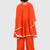 Orange lace rayon flared kurta pant with chiffon dupatta set