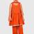 Orange lace rayon flared kurta pant with chiffon dupatta set