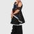Black lace rayon flared kurta pant with chiffon dupatta set