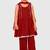 Maroon lace rayon flared kurta pant with chiffon dupatta set