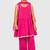 Pink lace rayon flared kurta pant with chiffon dupatta set