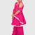 Pink lace rayon flared kurta pant with chiffon dupatta set