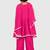 Pink lace rayon flared kurta pant with chiffon dupatta set