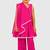 Pink lace rayon flared kurta pant with chiffon dupatta set