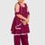 Purple lace rayon flared kurta pant with chiffon dupatta set