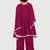 Purple lace rayon flared kurta pant with chiffon dupatta set