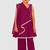 Purple lace rayon flared kurta pant with chiffon dupatta set