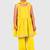 Yellow lace rayon flared kurta pant with chiffon dupatta set