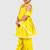 Yellow lace rayon flared kurta pant with chiffon dupatta set