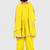 Yellow lace rayon flared kurta pant with chiffon dupatta set