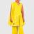 Yellow lace rayon flared kurta pant with chiffon dupatta set