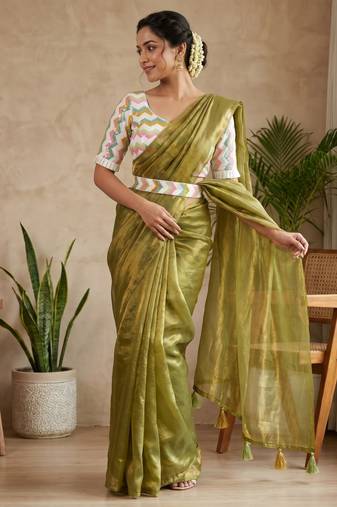 Mehndi Green Color embroidery sequence work  Silk Blend Saree
