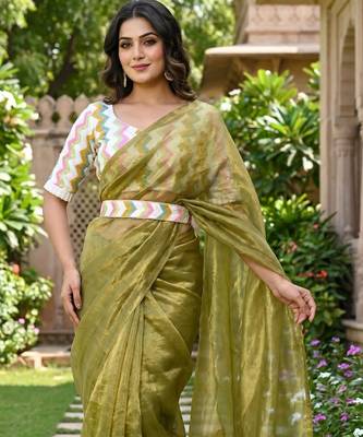 Mehndi Green Color embroidery sequence work  Silk Blend Saree 3