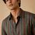 Sage green stripes printed cotton shirt