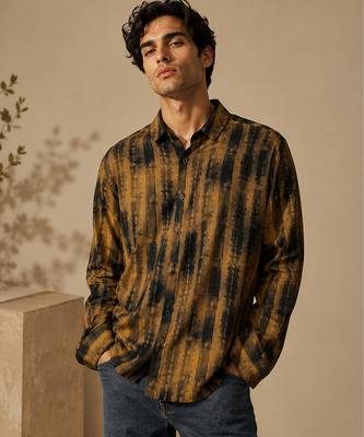 Brown black printed muslin shirt 1