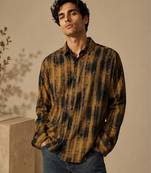 Brown black printed muslin shirt