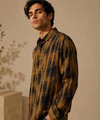 Brown black printed muslin shirt 2