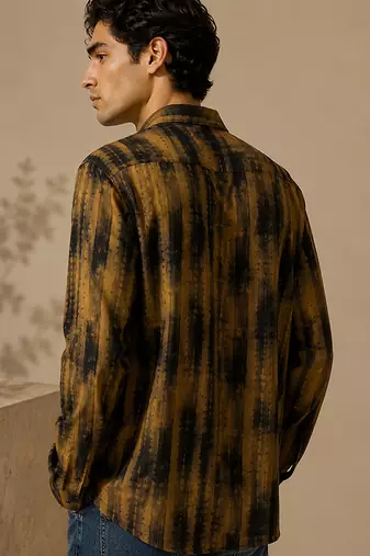 Brown black printed muslin shirt