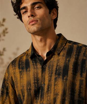 Brown black printed muslin shirt 4