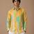 Yellow blue printed muslin shirt