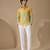 Yellow blue printed muslin shirt