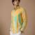 Yellow blue printed muslin shirt