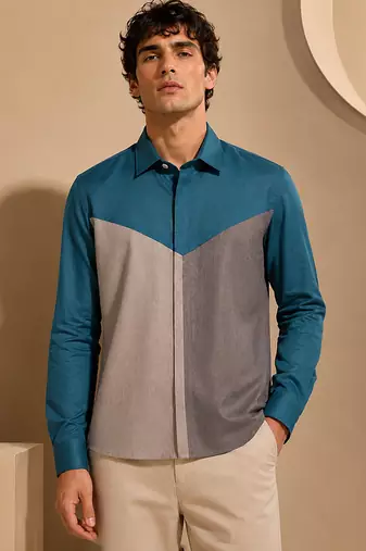 Blue grey malai cotton shirt