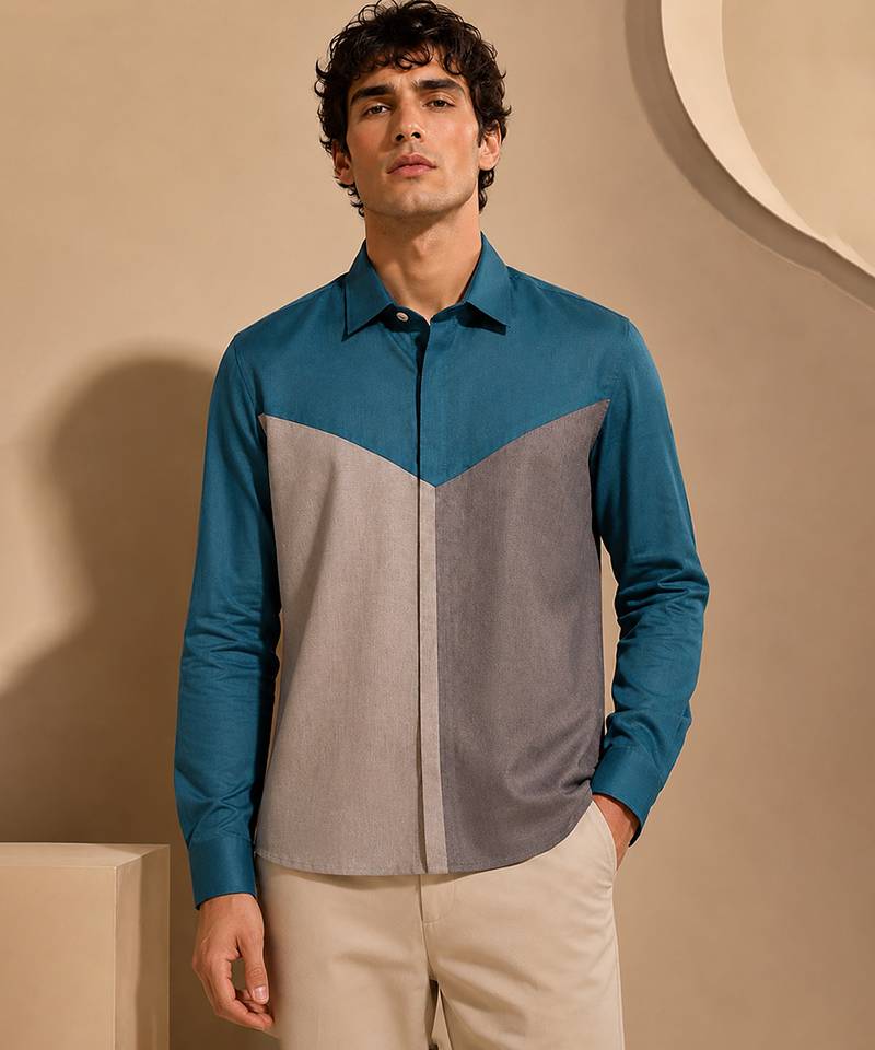 Blue grey malai cotton shirt