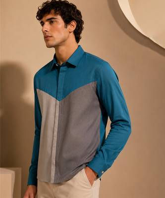 Blue grey malai cotton shirt 2
