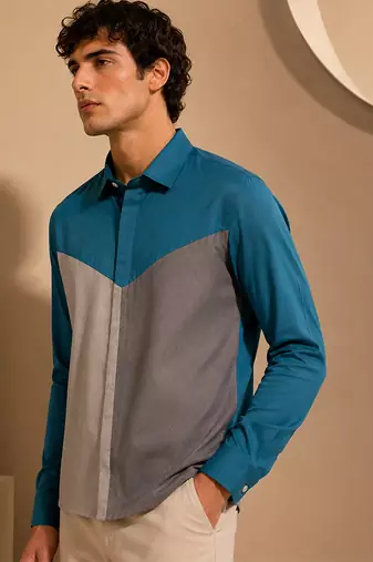 Blue grey malai cotton shirt
