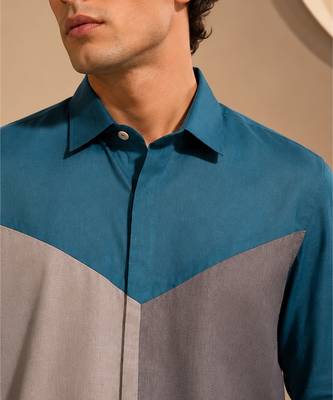 Blue grey malai cotton shirt 4
