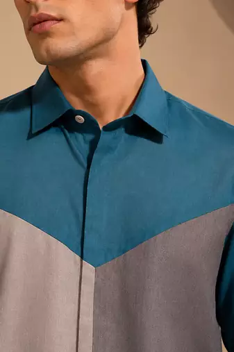Blue grey malai cotton shirt