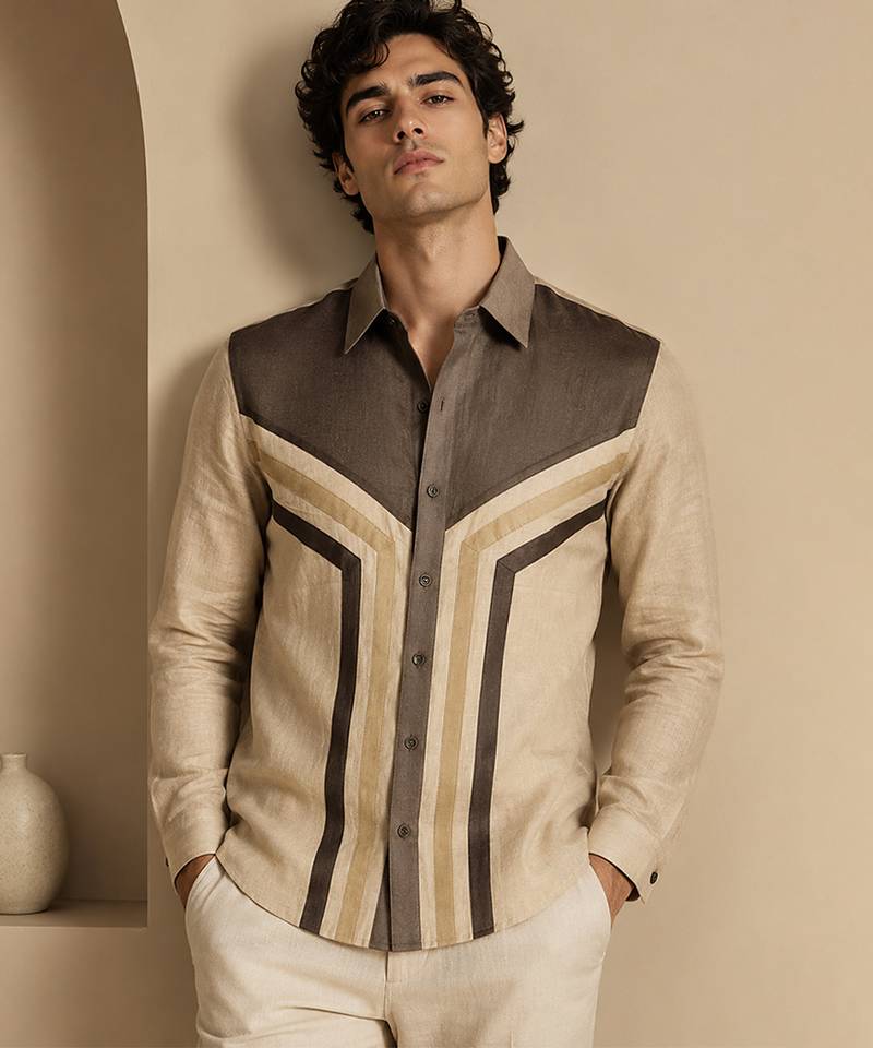 Khaki beige malai cotton shirt