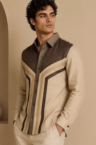 Khaki beige malai cotton shirt