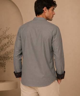 Grey blue malai cotton short kurta 3