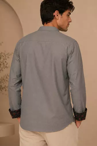 Grey blue malai cotton short kurta