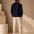 Blue thread work malai cotton bomber jacket