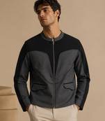 Black grey malai cotton bomber jacket