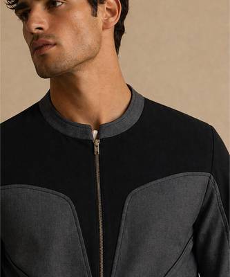 Black grey malai cotton bomber jacket 2