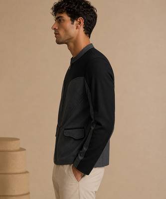 Black grey malai cotton bomber jacket 3